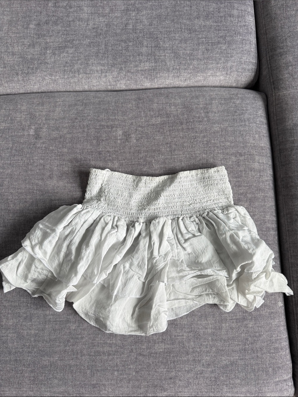 White Tiered Ruffle Mini Skirt